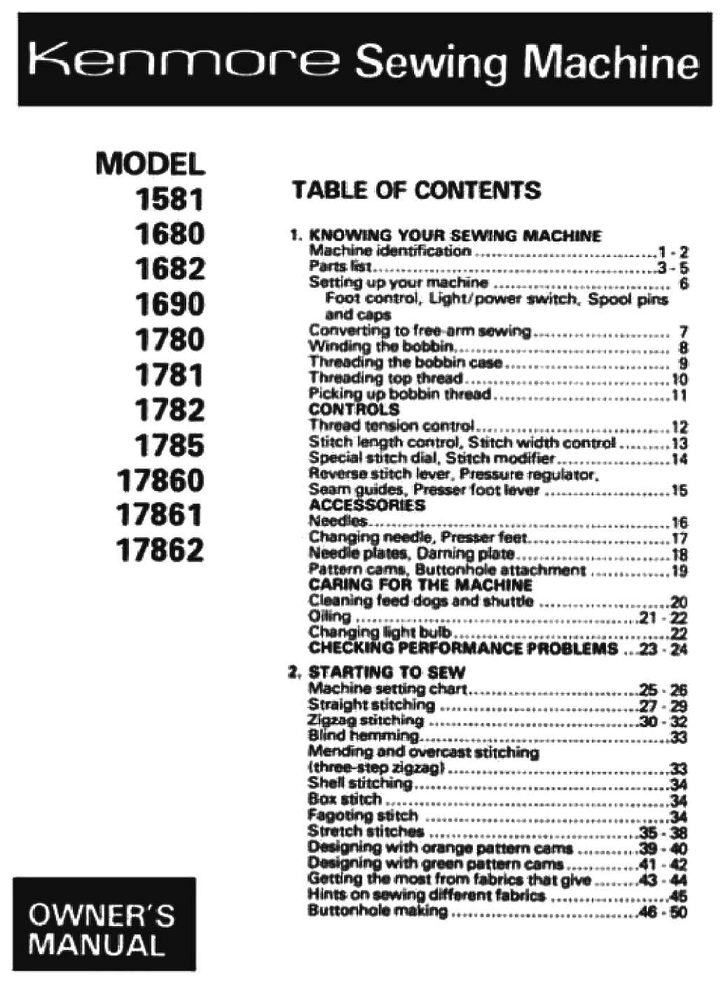 Kenmore Sewing Machine Manual – Model 158.17851 – Laughter On Water
